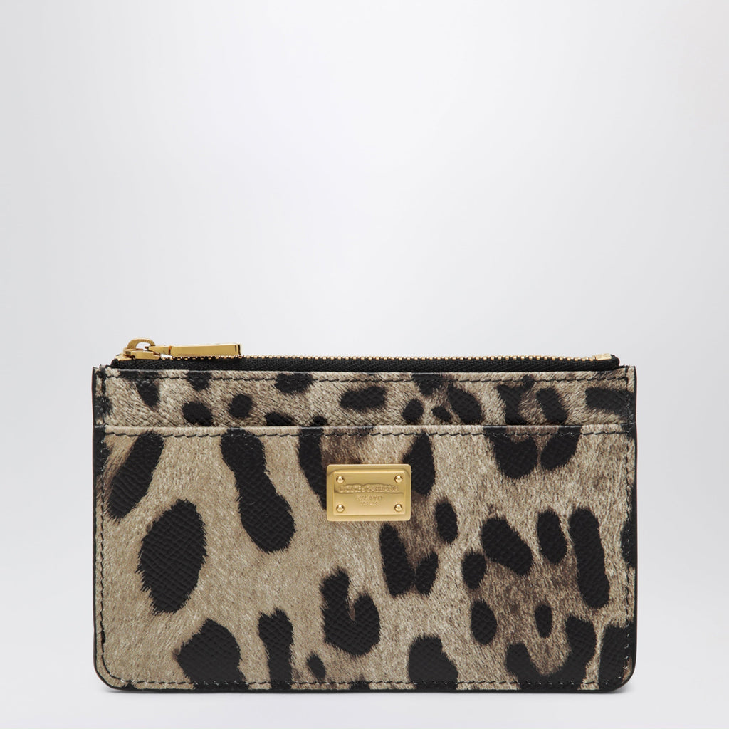 Dolce&Gabbana Leopard-Print Dauphine Leather Card Holder With Zip Women