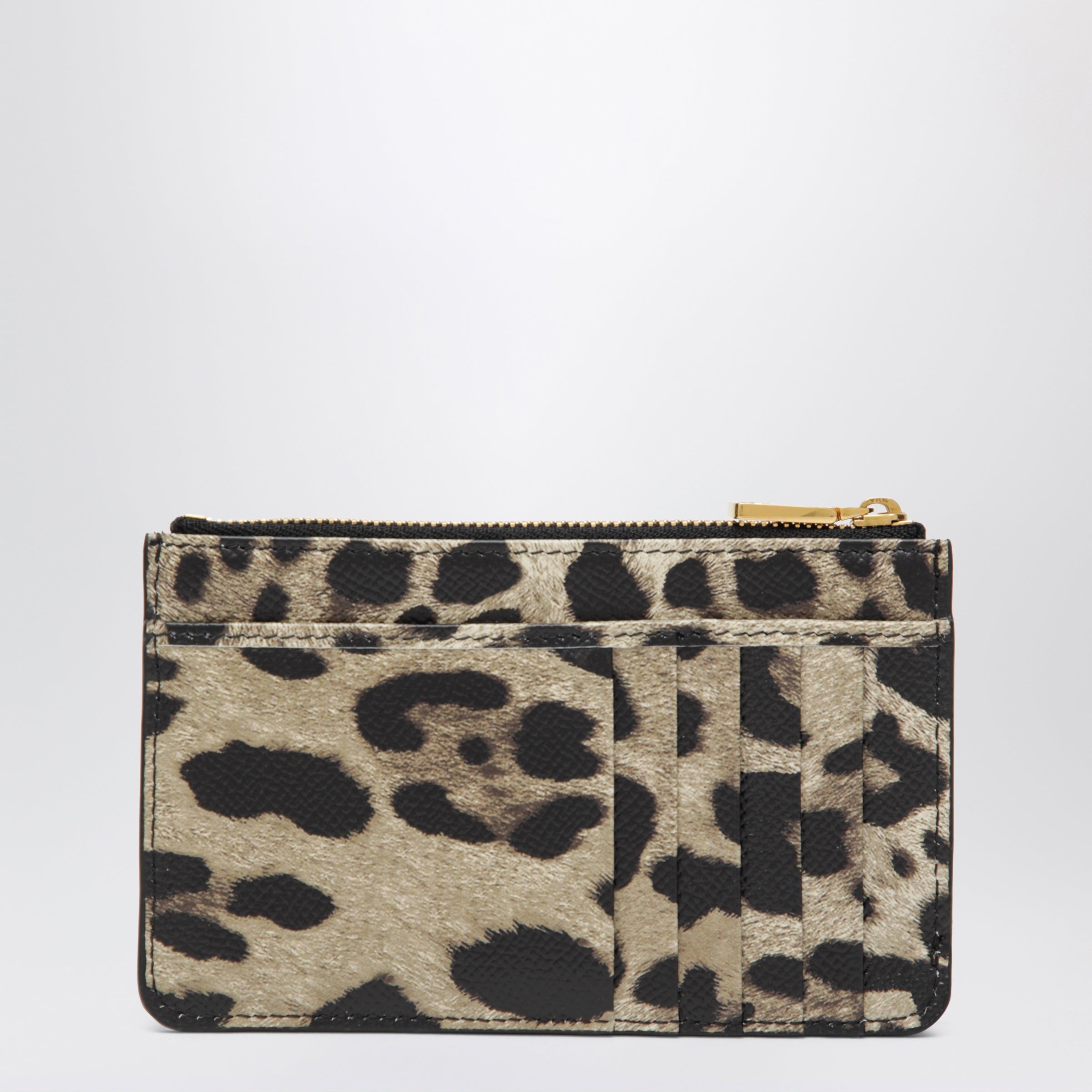 Dolce&Gabbana Leopard-Print Dauphine Leather Card Holder With Zip Women