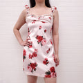 BLUMARINE PINK ROSE PRINT DRESS WITH BEADING - SIZE 42