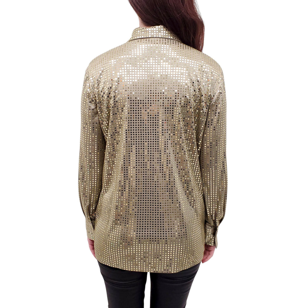 BOTTEGA GREEN SEQUIN BLOUSE - SIZE 44