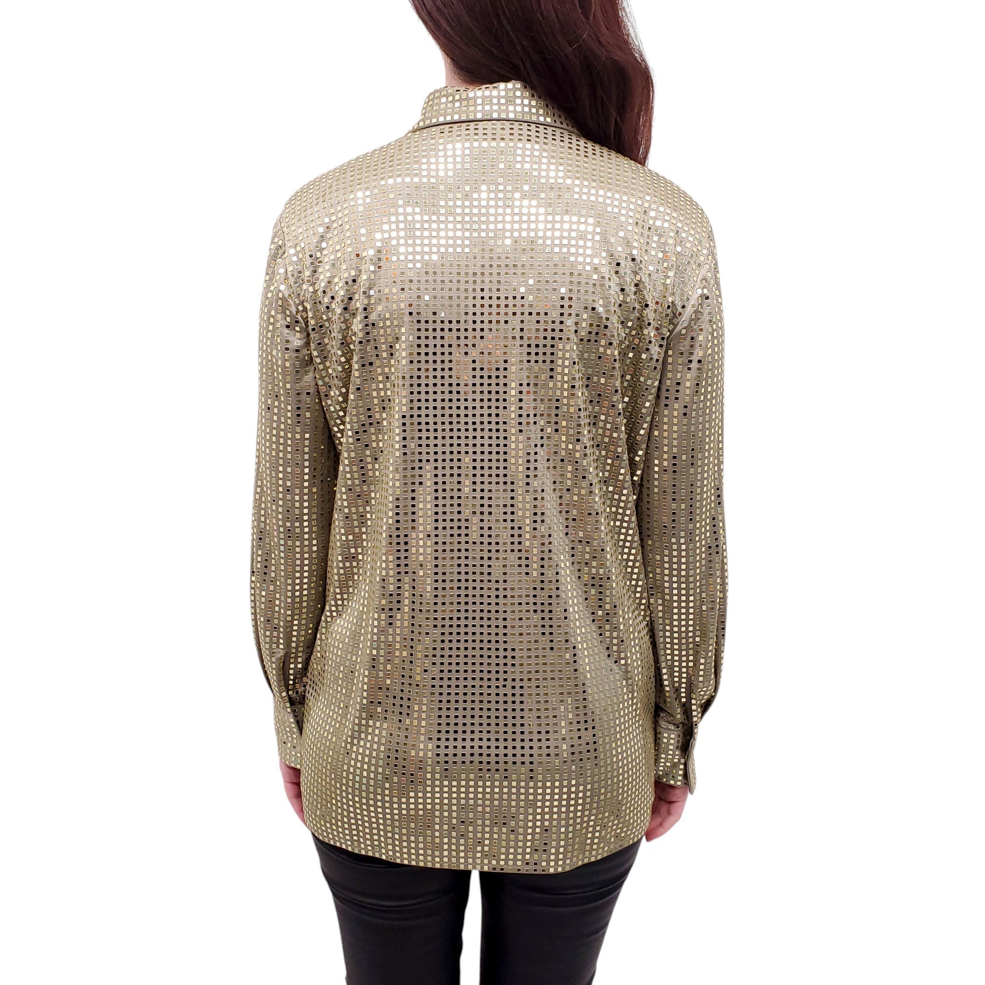 BOTTEGA GREEN SEQUIN BLOUSE - SIZE 44