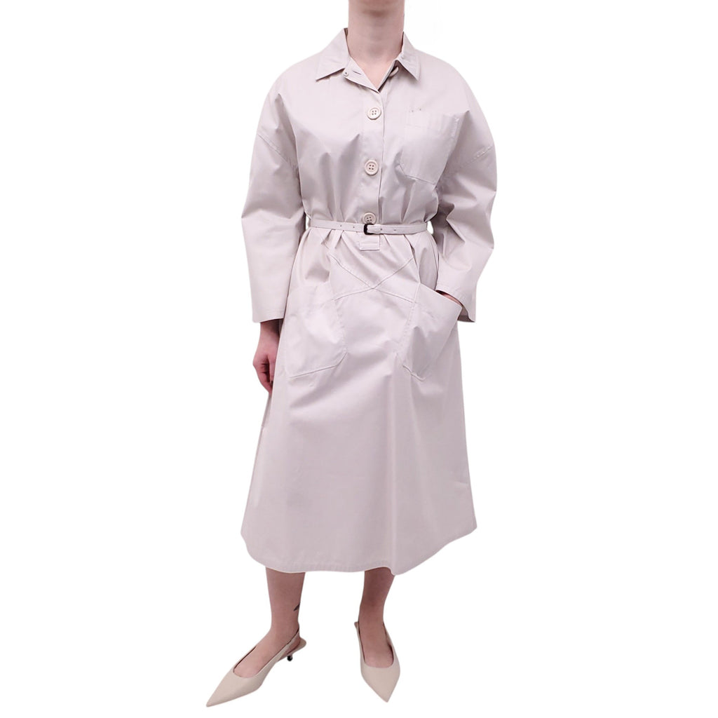 BOTTEGA VENETA BEIGE COTTON TUNIC DRESS WITH BELT - SIZE 40
