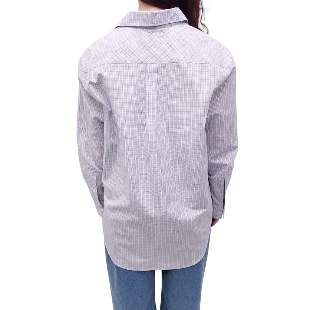 BOTTEGA VENETA BLUE PLAID BLOUSE - SIZE 40
