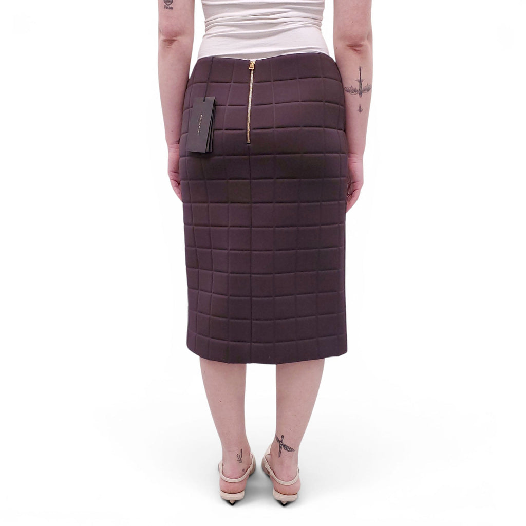 BOTTEGA VENETA CHOCOLATE HEAVY TECHNICAL SKIRT - SIZE 38
