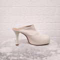BOTTEGA VENETA CREAM LEATHER CLOGS WITH HEEL - SIZE 39.5