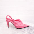 BOTTEGA VENETA PINK CRINKLED LEATHER MULES - SIZE 36.5