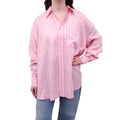 BOTTEGA VENETA PINK SILK OVERSIZED STRIPED BLOUSE - SIZE 38