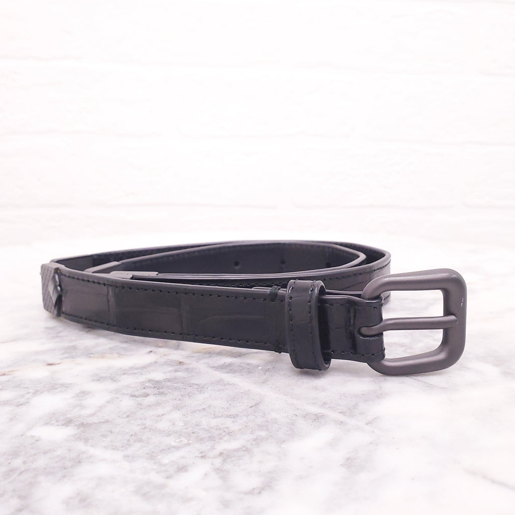 BOTTEGA VENETA SNAKESKIN BELT WITH SILVE DETAIL - SIZE 65
