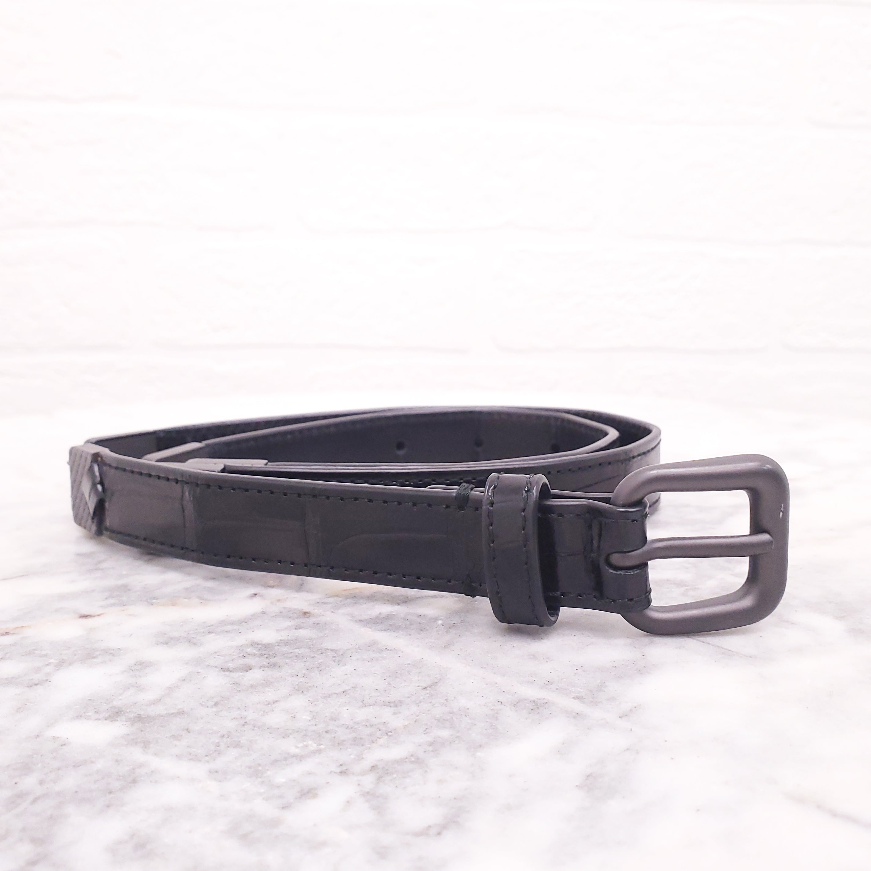 BOTTEGA VENETA SNAKESKIN BELT WITH SILVE DETAIL - SIZE 65