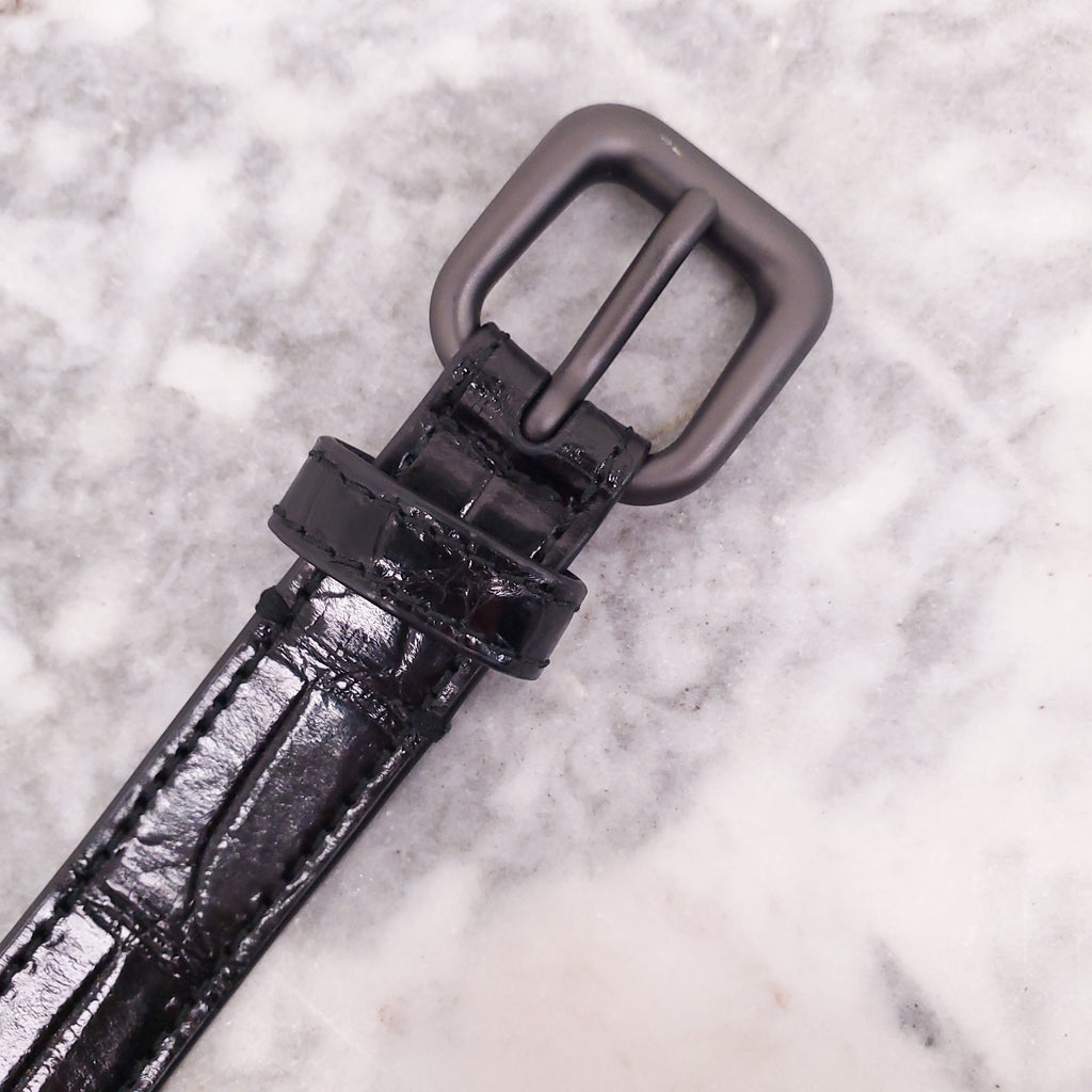 BOTTEGA VENETA SNAKESKIN BELT WITH SILVE DETAIL - SIZE 65