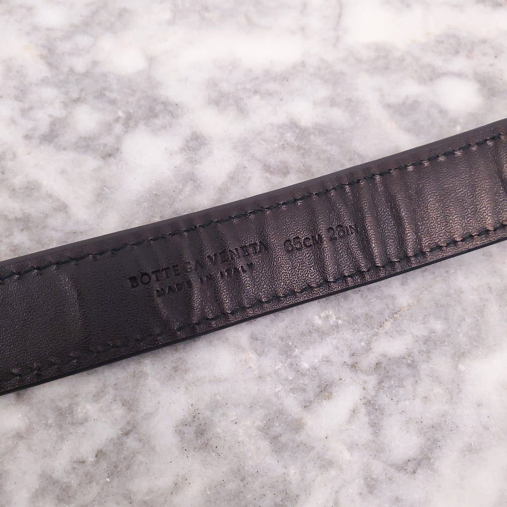 BOTTEGA VENETA SNAKESKIN BELT WITH SILVE DETAIL - SIZE 65