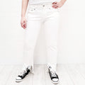 R13 WHITE DISTRESSED BOY STRAIGHT WITH SPIRAL JEANS - SIZE 27