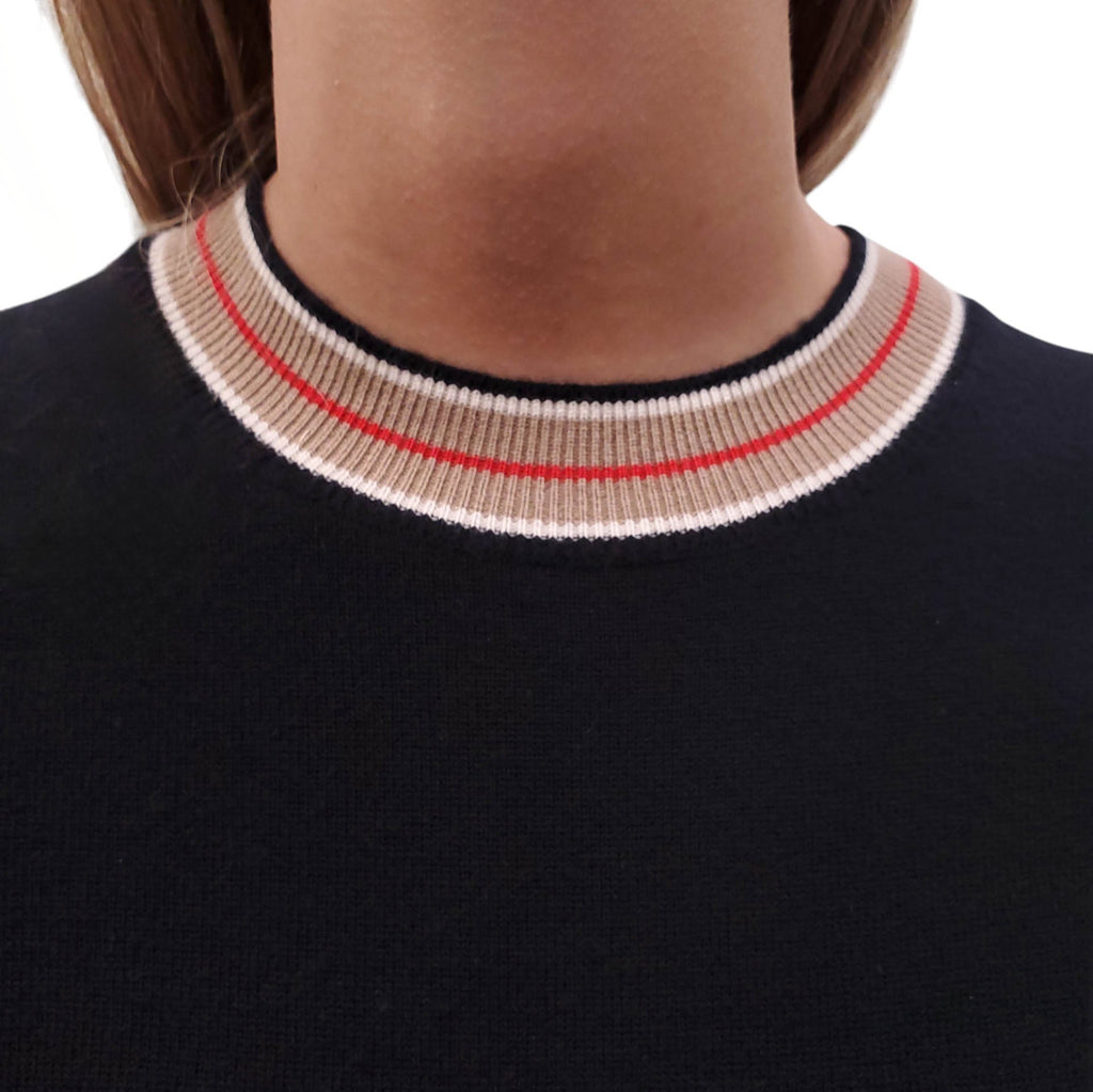 BURBERRY BLACK CASHMERE LOGO SWEATER - SIZE S