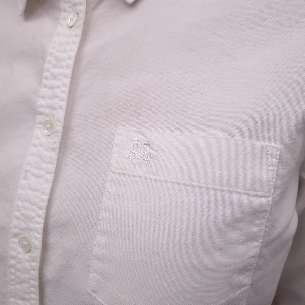 BURBERRY BRIT WHITE BUTTON UP BLOUSE - SIZE M