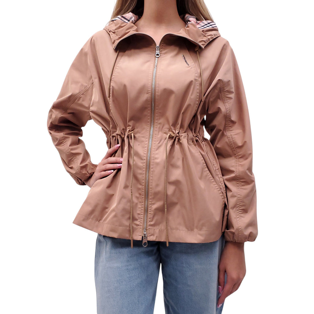 BURBERRY BROWN CINCHED RAIN JACKET - SIZE US 2
