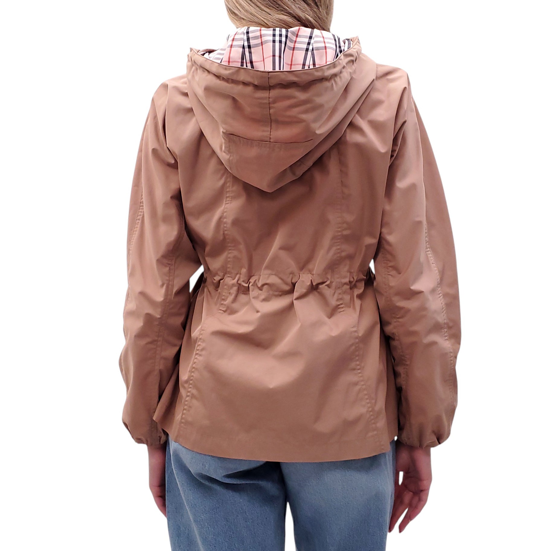 BURBERRY BROWN CINCHED RAIN JACKET - SIZE US 2