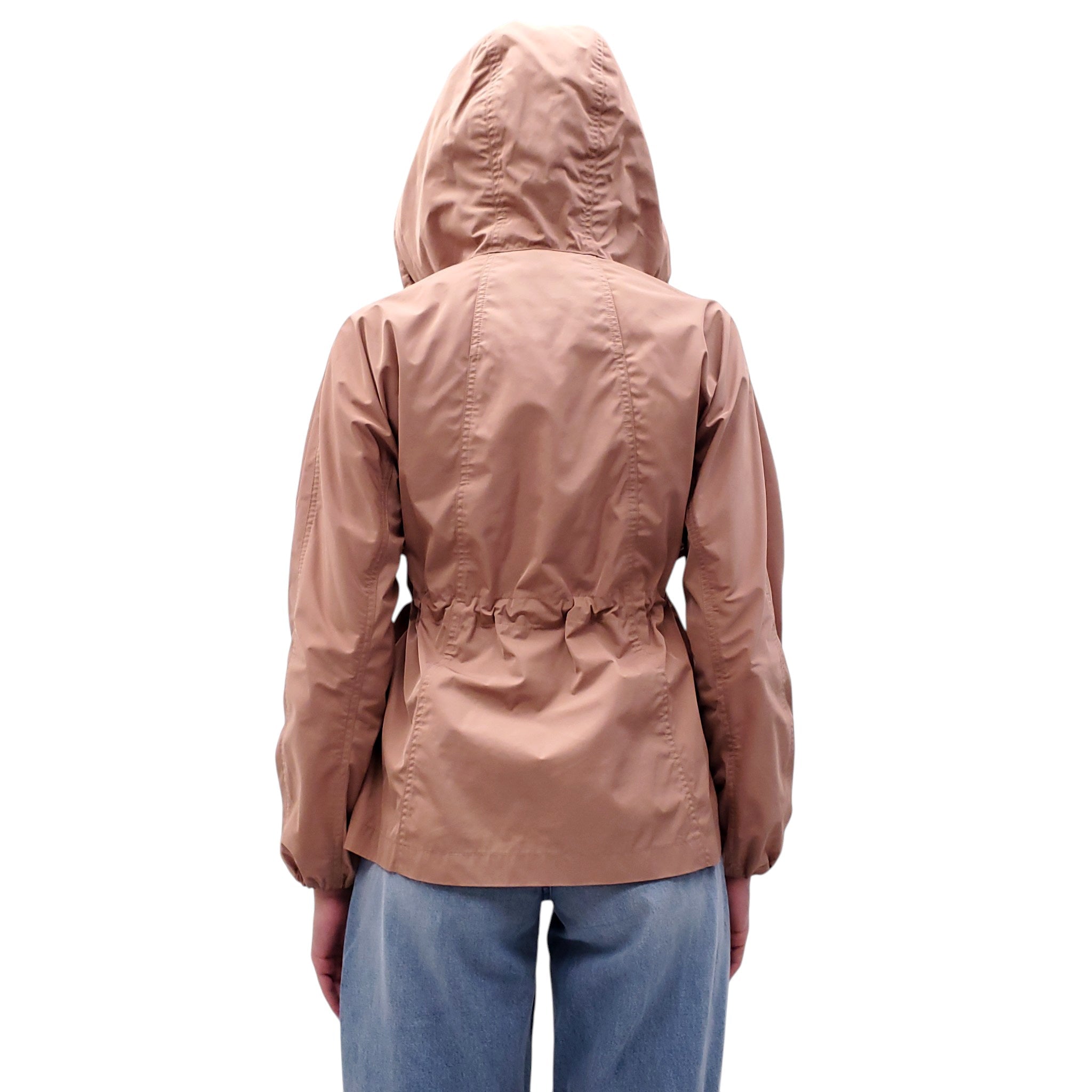 BURBERRY BROWN CINCHED RAIN JACKET - SIZE US 2