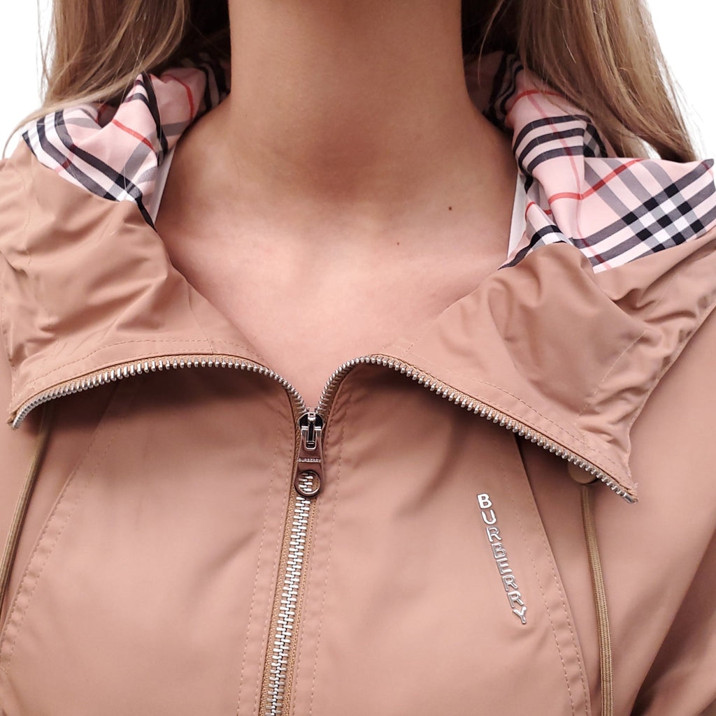 BURBERRY BROWN CINCHED RAIN JACKET - SIZE US 2