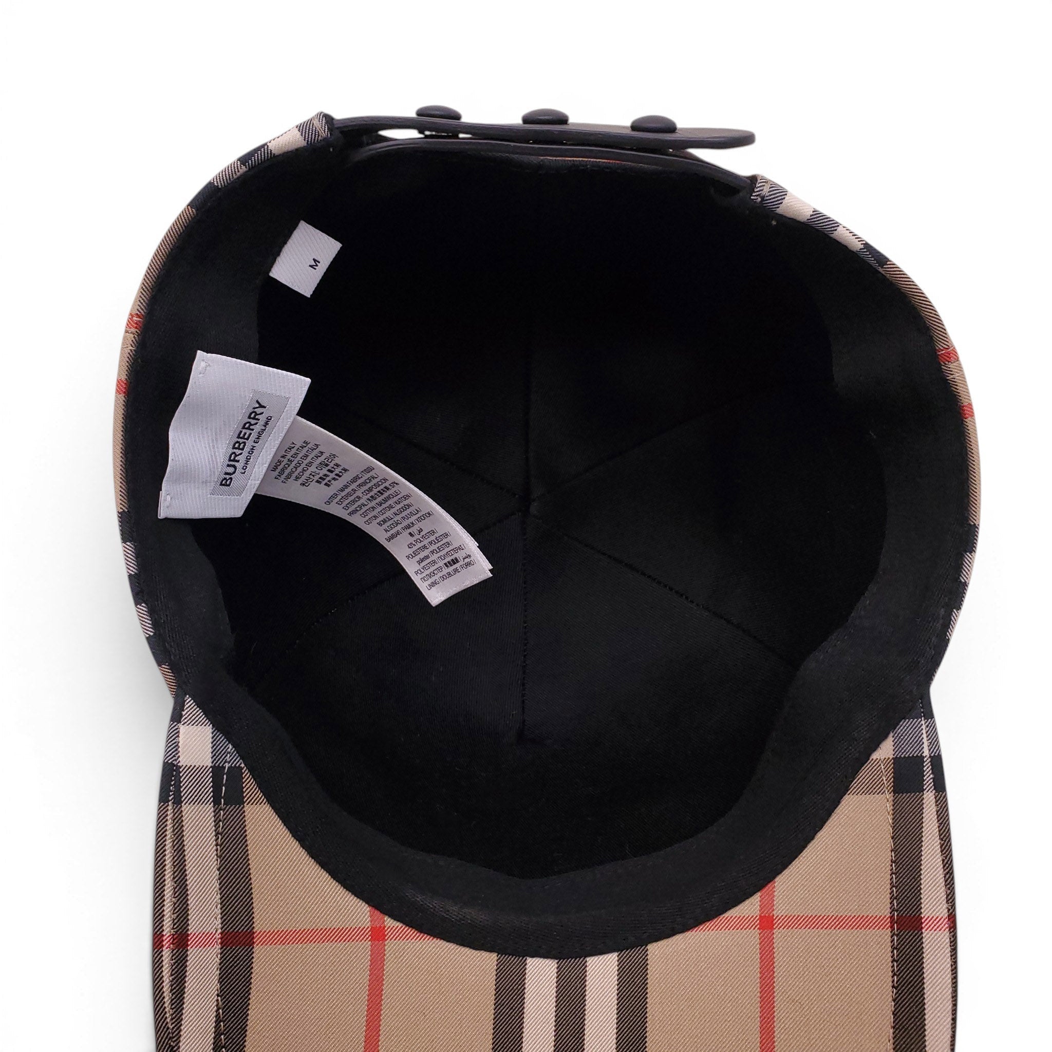 BURBERRY CHECK BASEBALL HAT - SIZE M