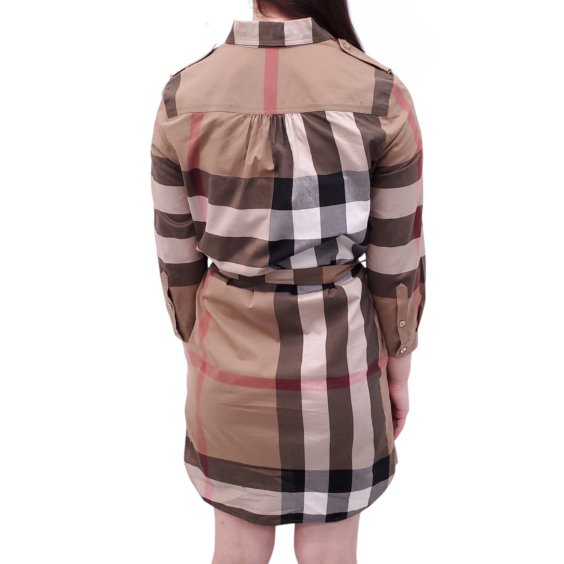 BURBERRY CHECK PATTERNED DRESS - SIZE US 2