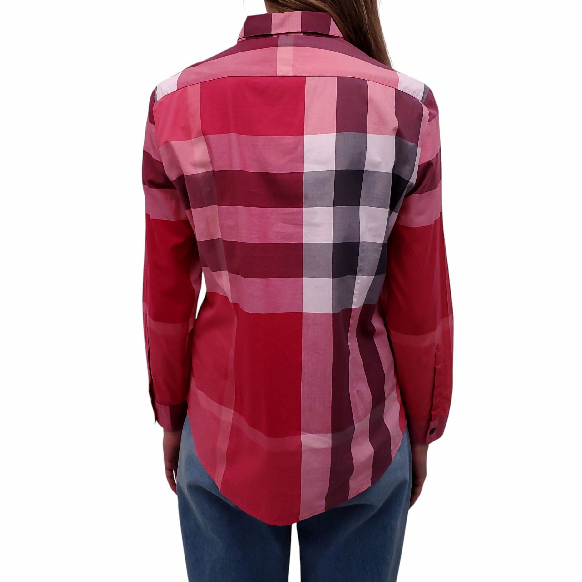 BURBERRY PINK PLAID DRESS SHIRT - SIZE M