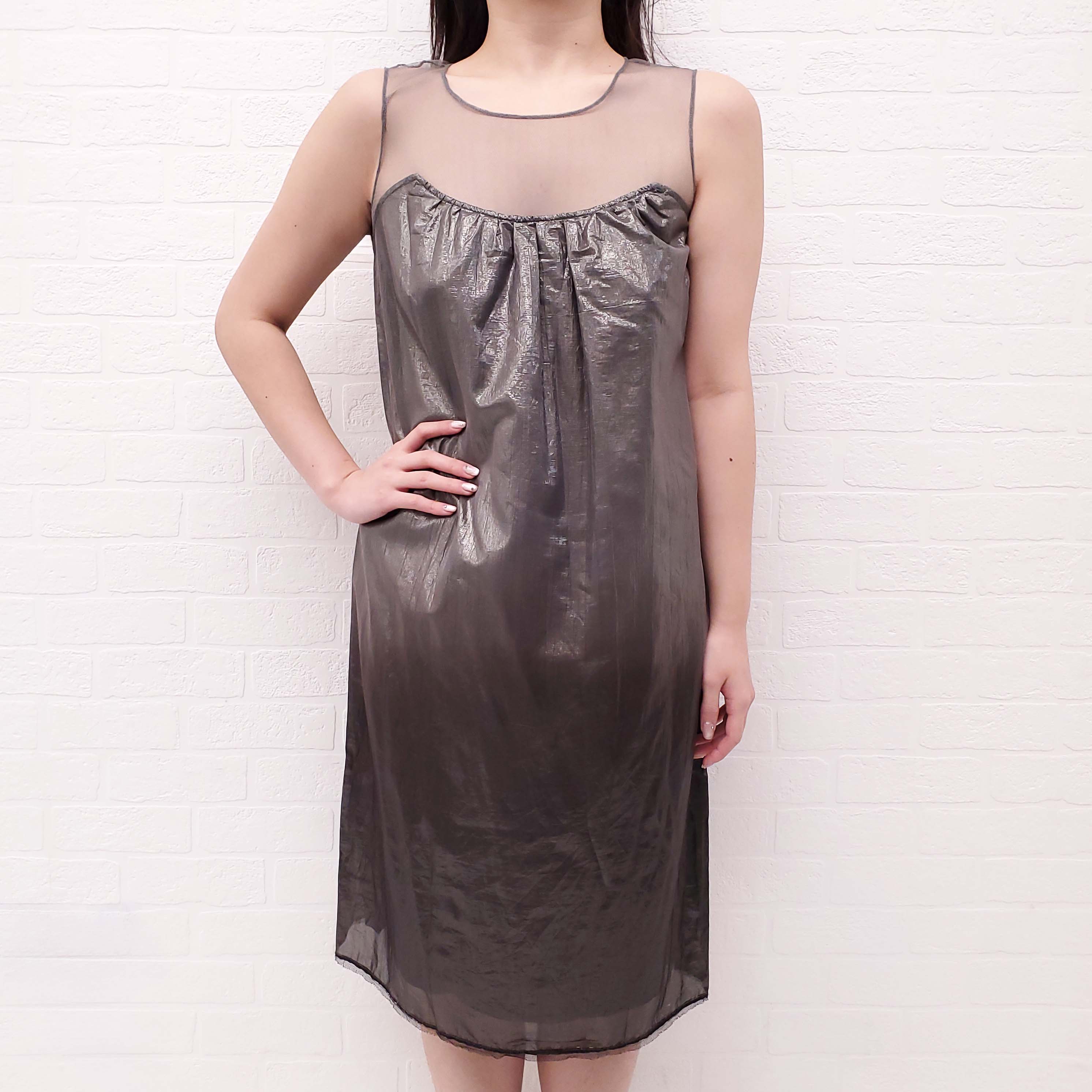 BURBERRY SILVER DRESS WITH SHEER TOP - SIZE 42