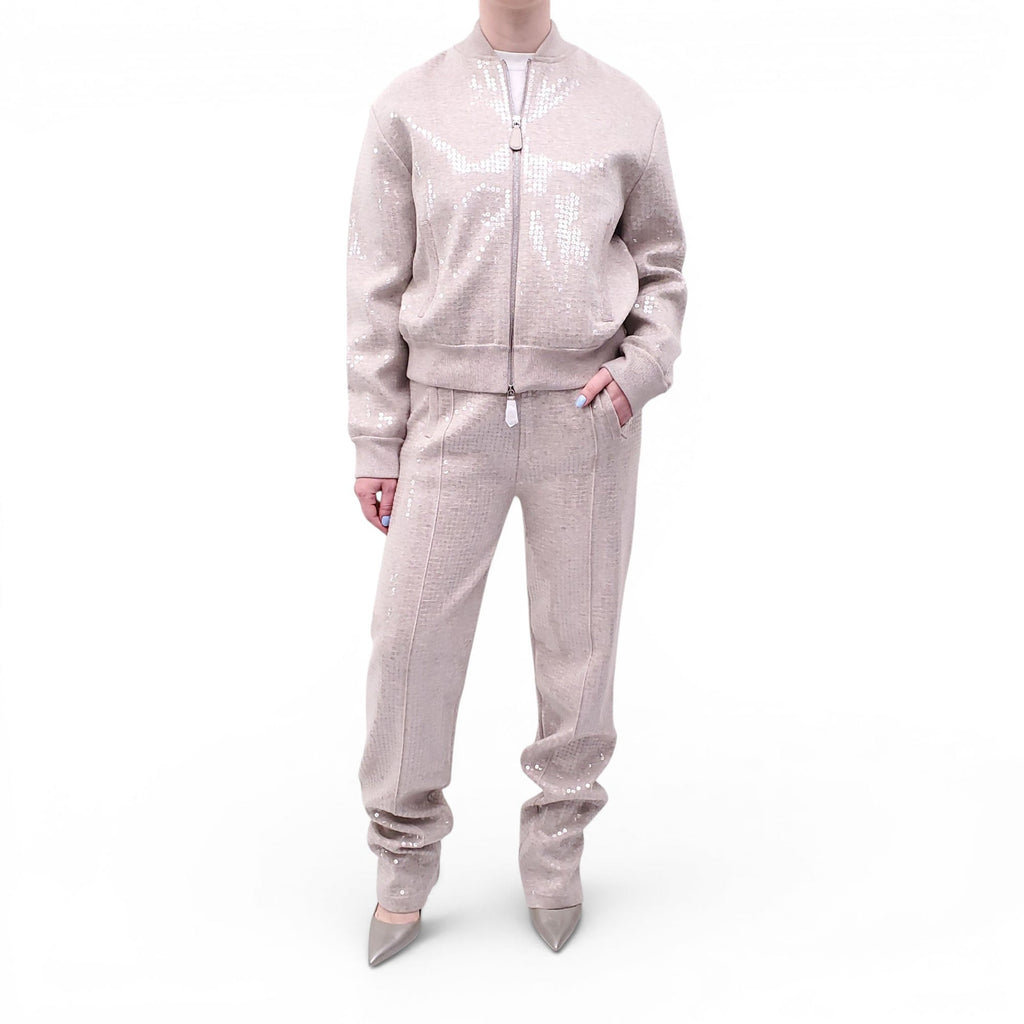BURBERRY TAUPE SEQUIN SWEATSUIT SET - SIZE M