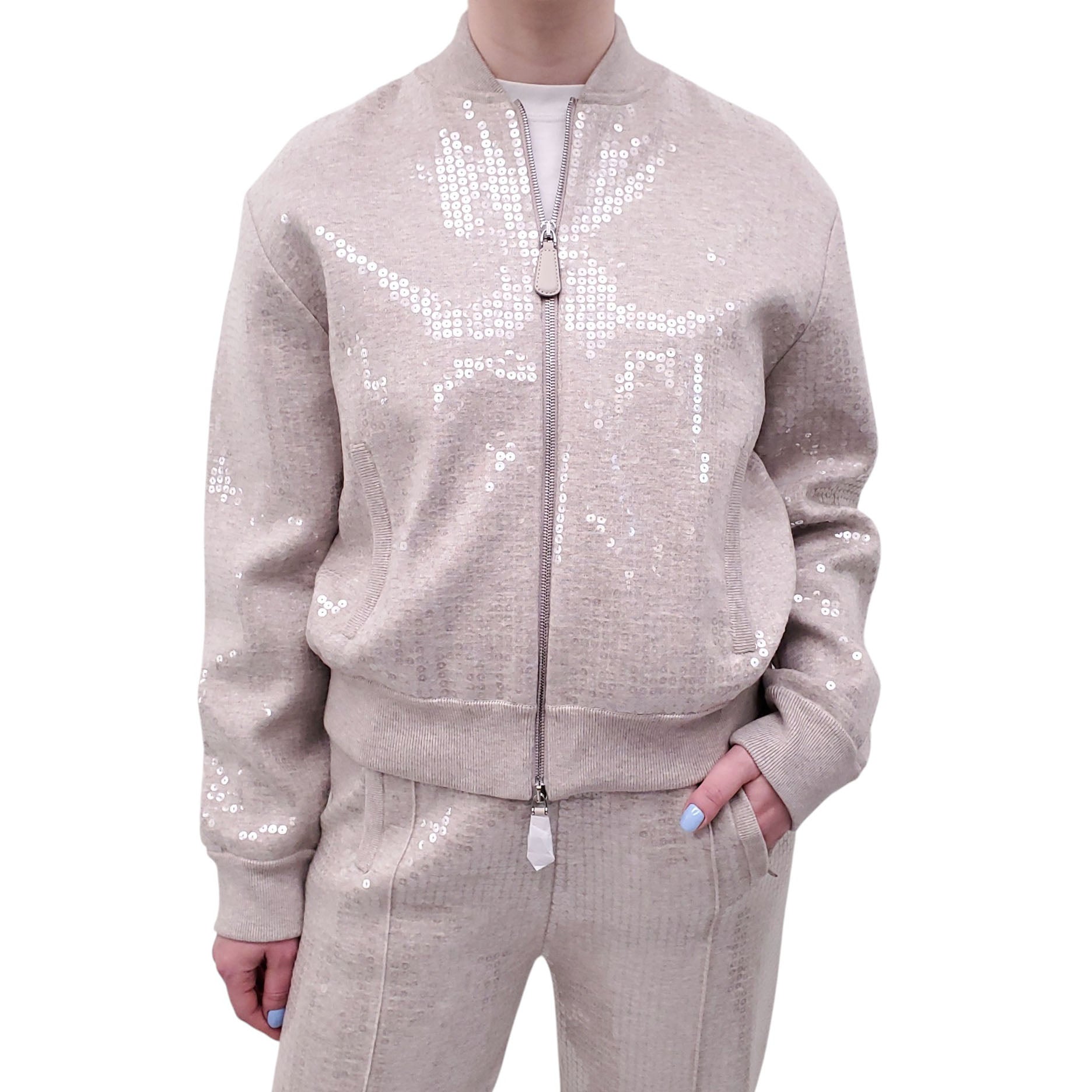 BURBERRY TAUPE SEQUIN SWEATSUIT SET - SIZE M