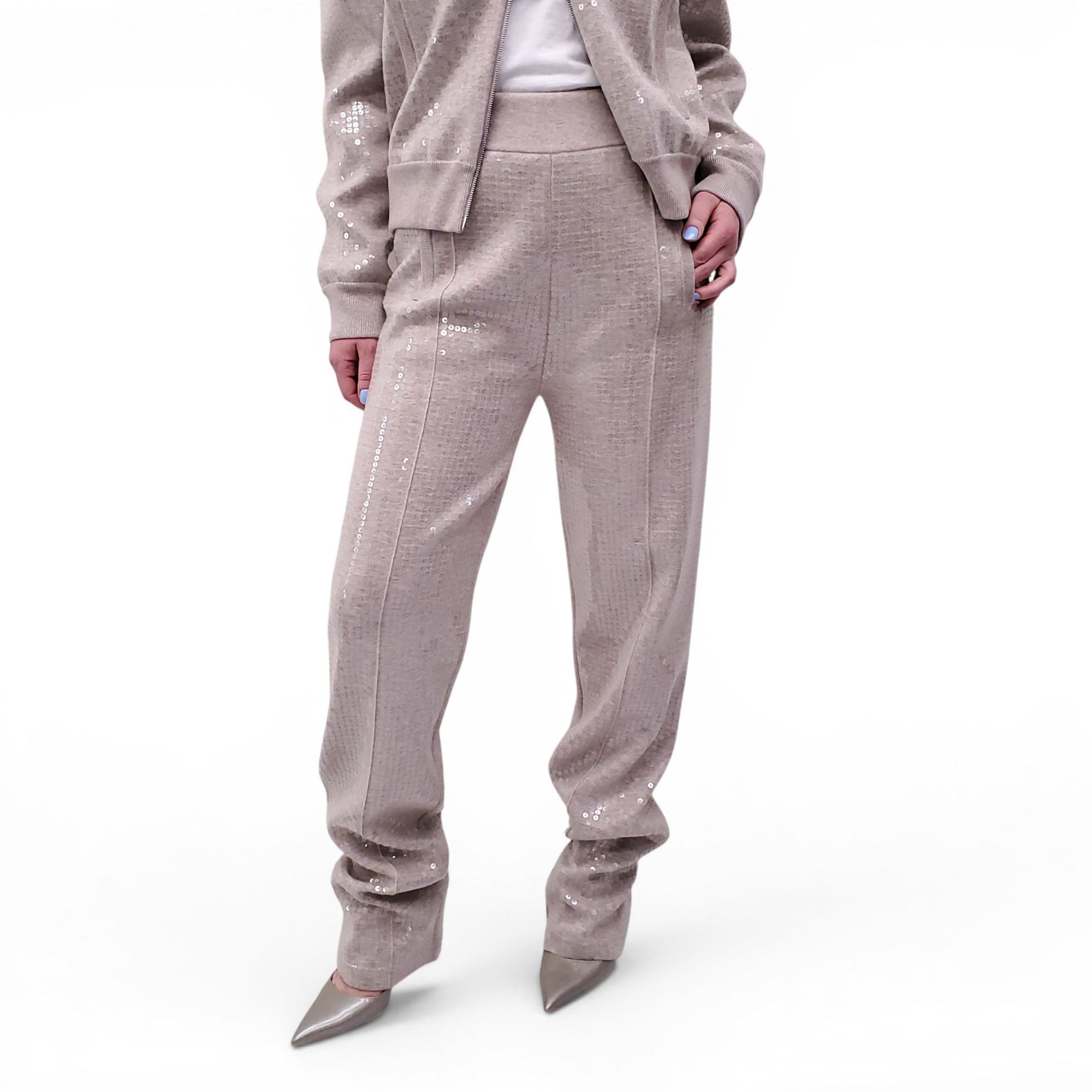 BURBERRY TAUPE SEQUIN SWEATSUIT SET - SIZE M