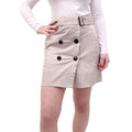 BURBERRY TAUPE SKIRT WITH BELT AND BUTTON DETAILS - SIZE US 6