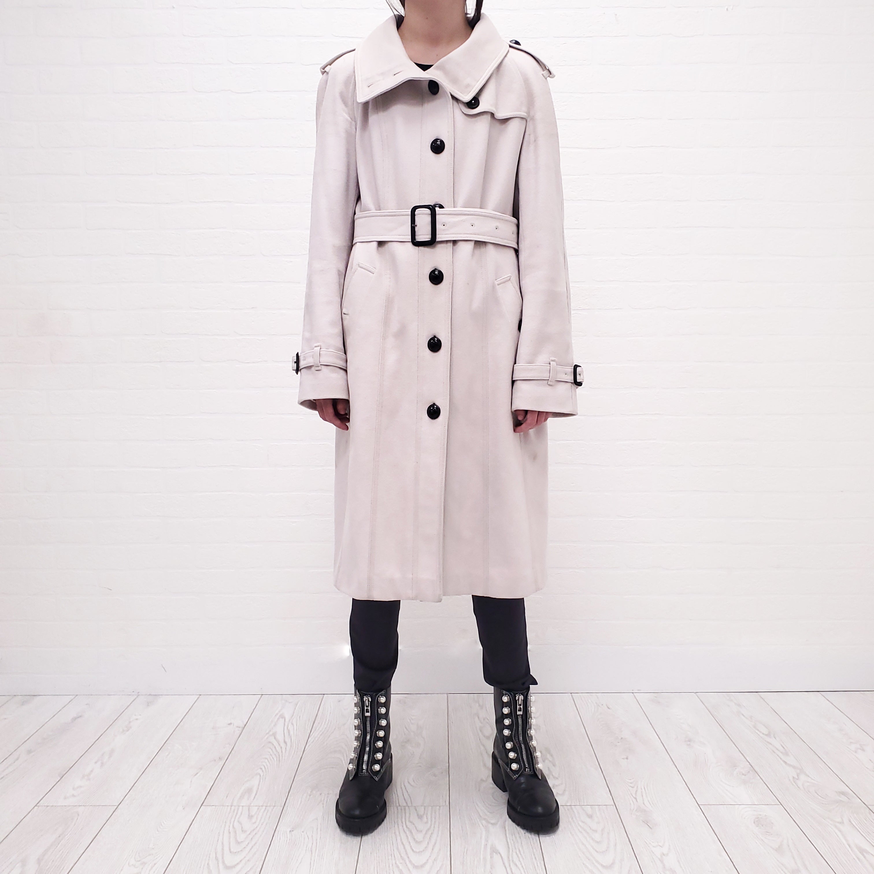 BURBERRY WOOL TRENCH COAT - SIZE 12