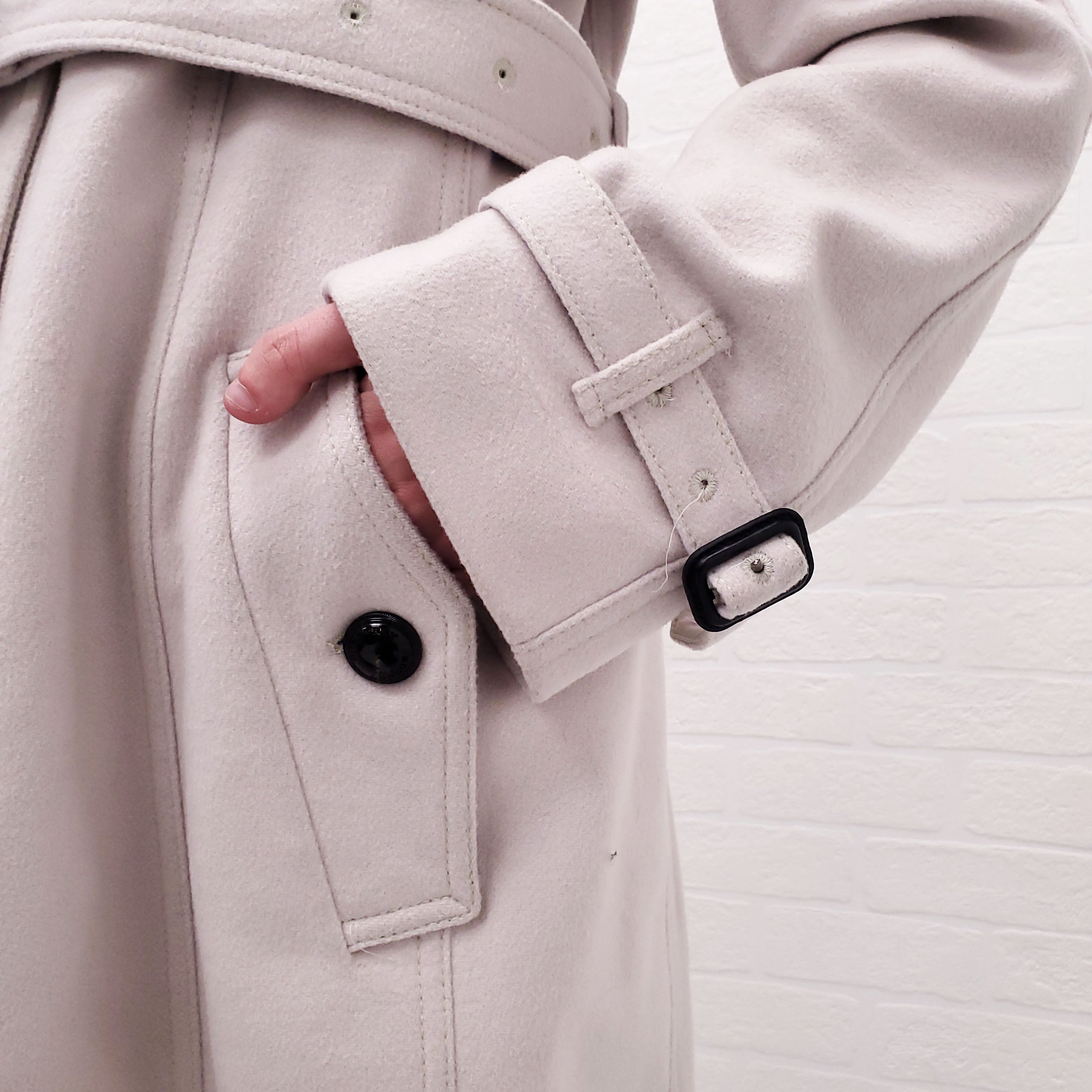 BURBERRY WOOL TRENCH COAT - SIZE 12