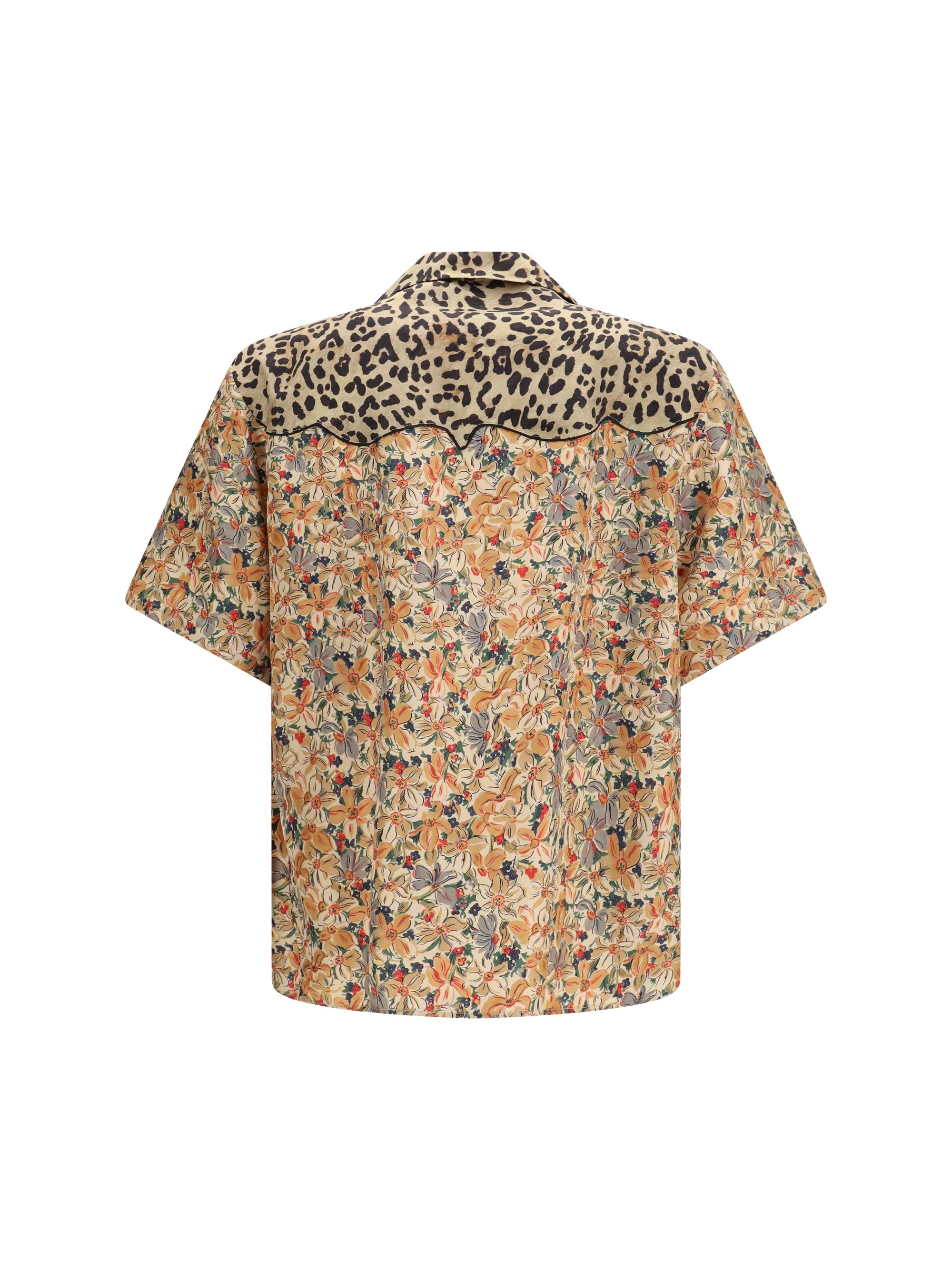 Valentino Men Short-Sleeve Floral And Leopard Print Shirt