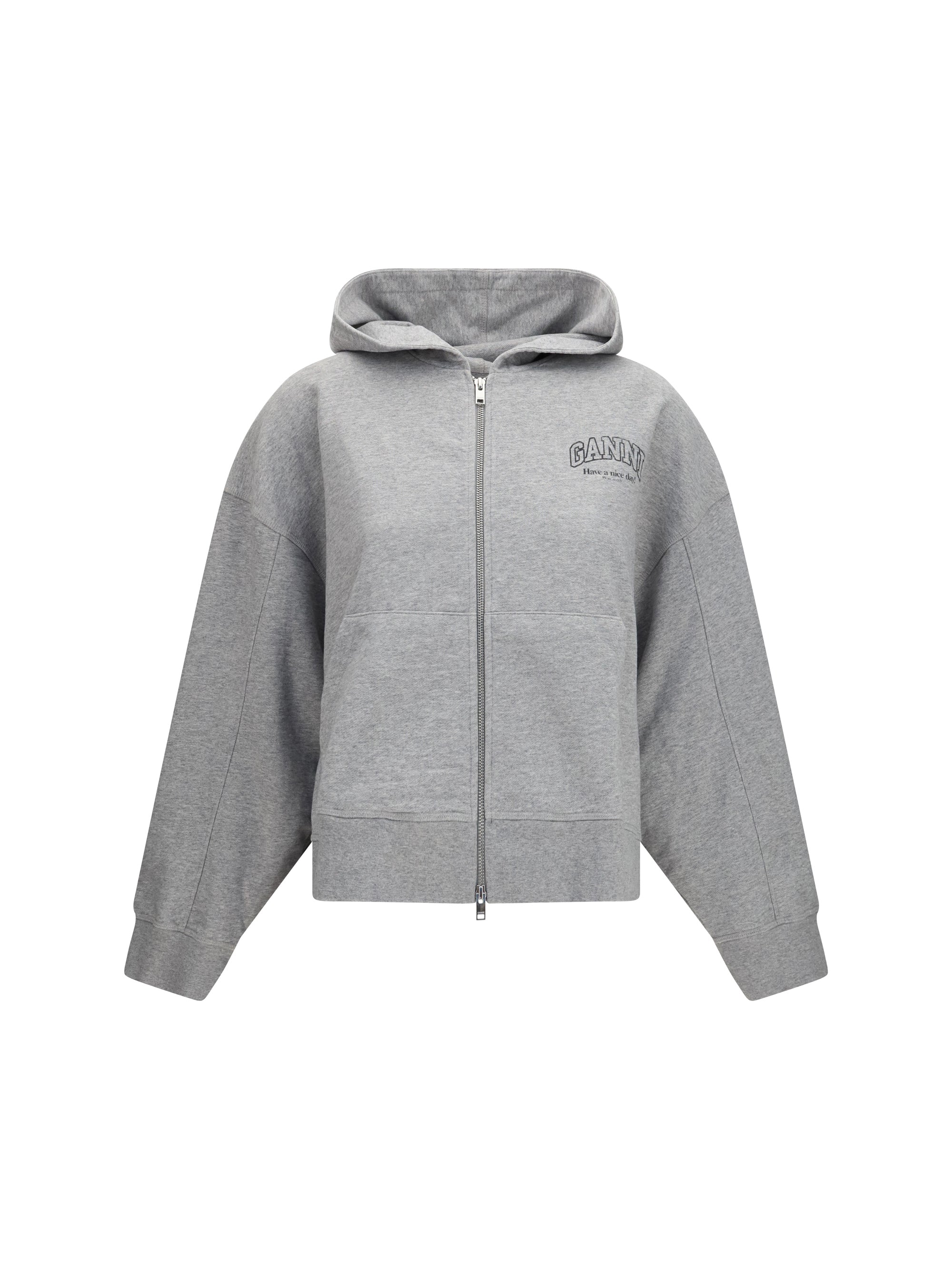 Ganni Women Cotton Zip-Up Hoodie