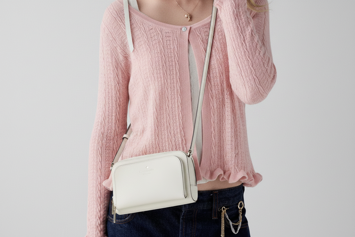 NWT Kate Spade  Staci Dual Zip Around Mini Crossbody In Meringue