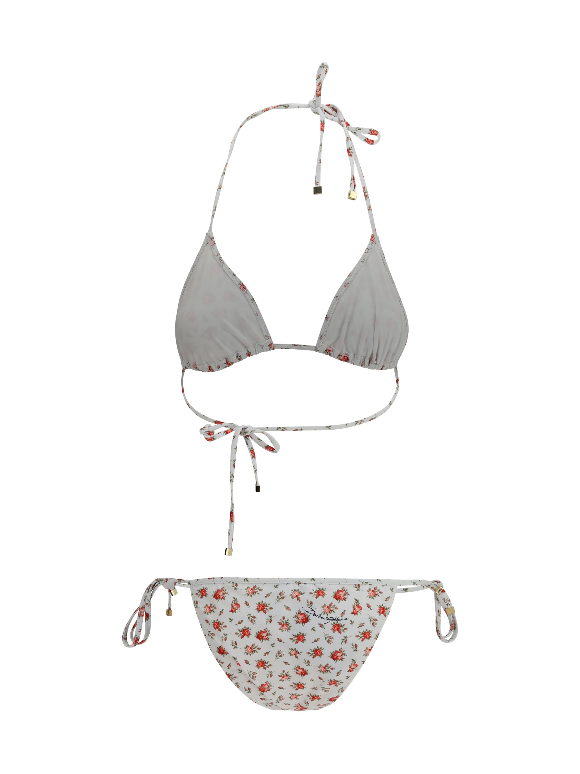 Dolce & Gabbana Women Triangle Bikini With Roselline Print