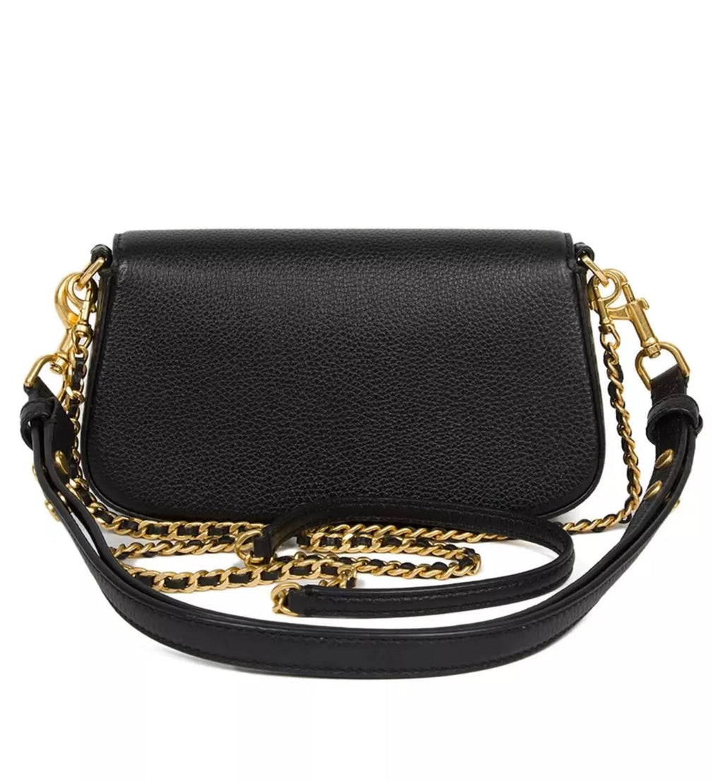 NWT Tory Burch Britten Convertible Crossbody Leather Handbag Black