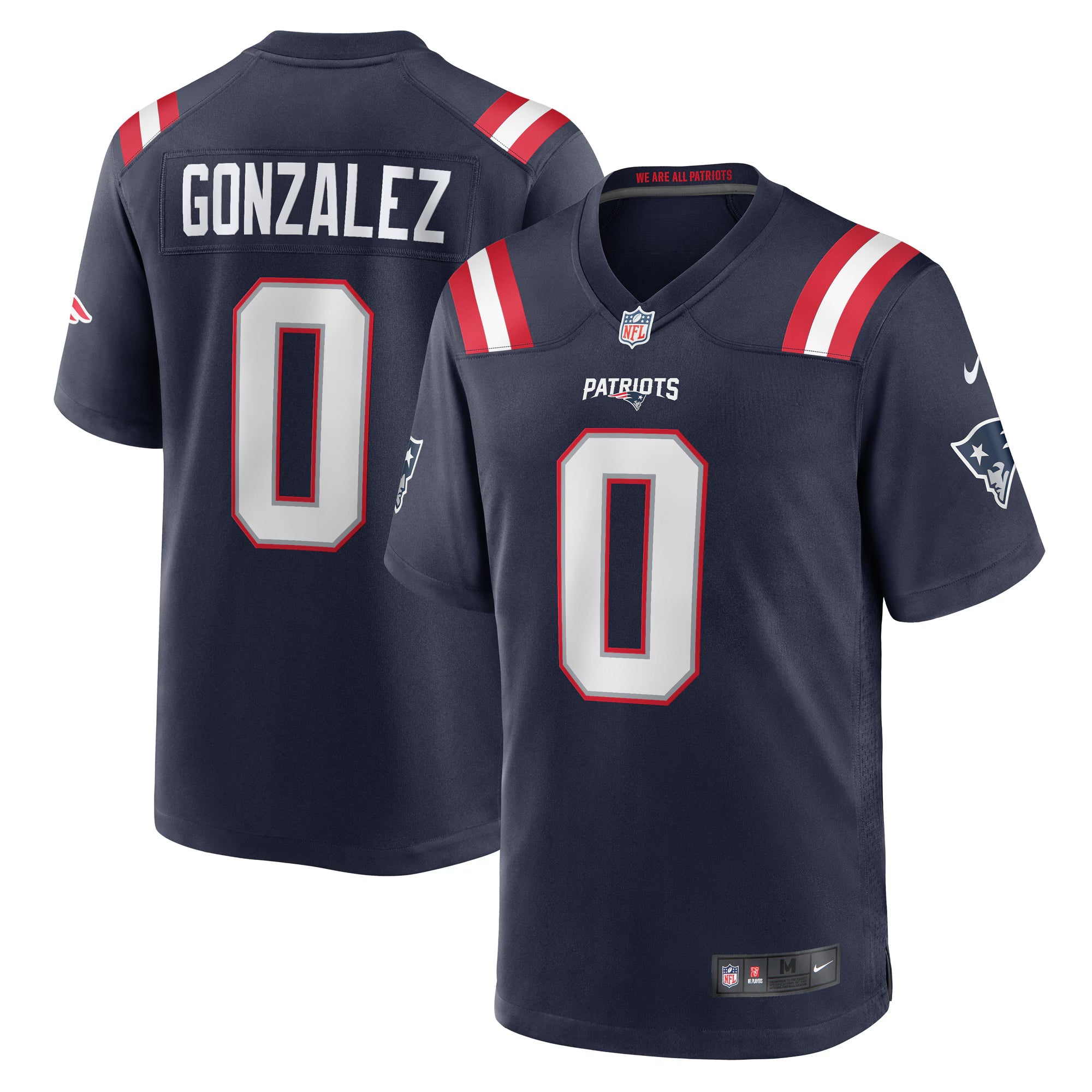 New England Patriots Christian Gonzalez Navy Team Game Jersey