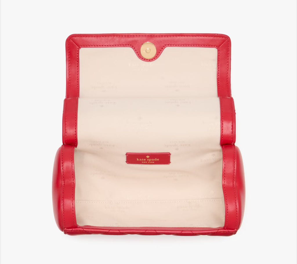 NWT Kate Spade Heart Barrel Quilted Leather Crossbody Bag In Red