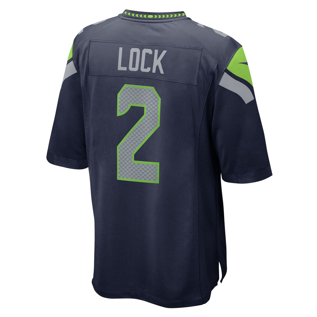 Seattle Seahawks Drew Lock College Navy Team Game Jersey