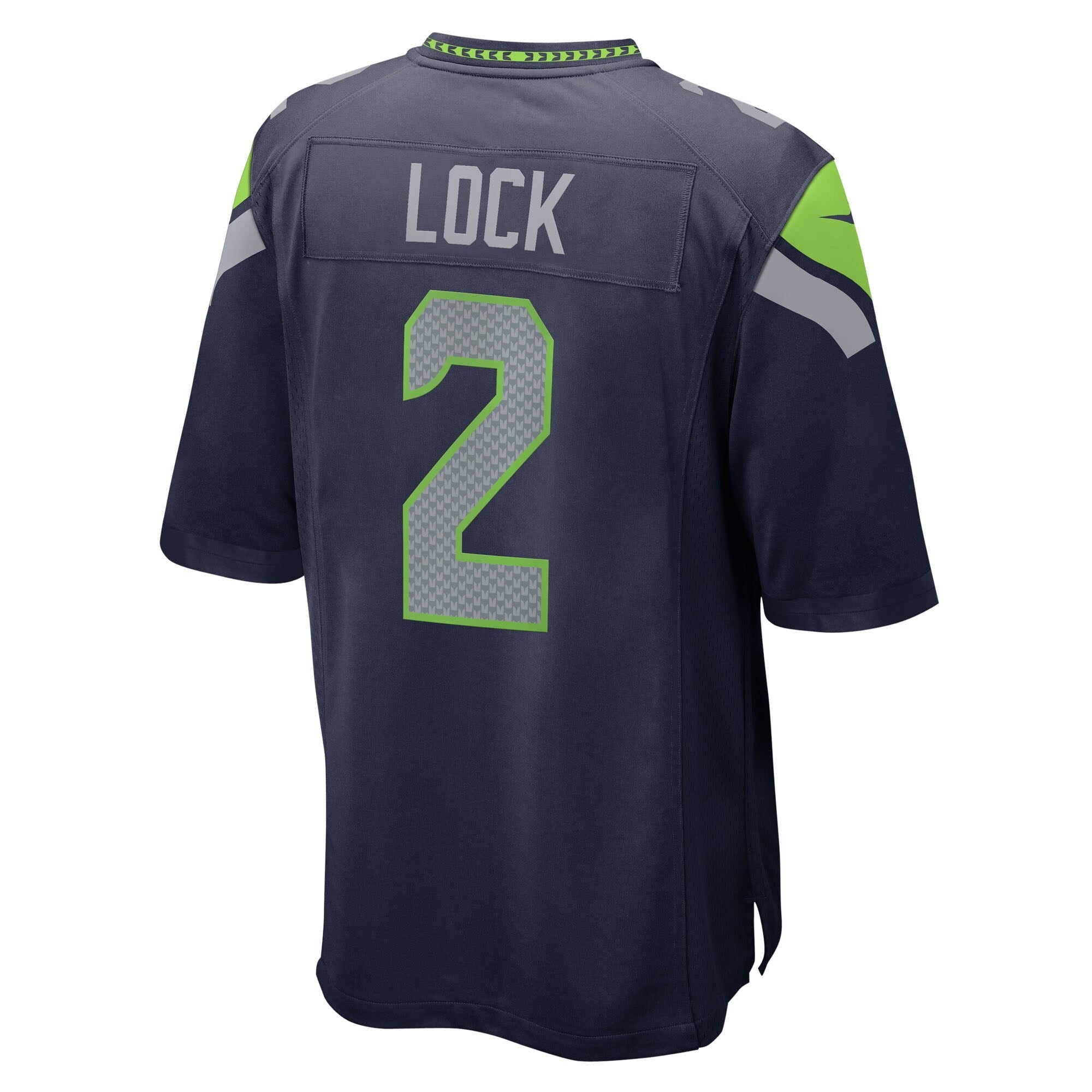 Seattle Seahawks Drew Lock College Navy Team Game Jersey
