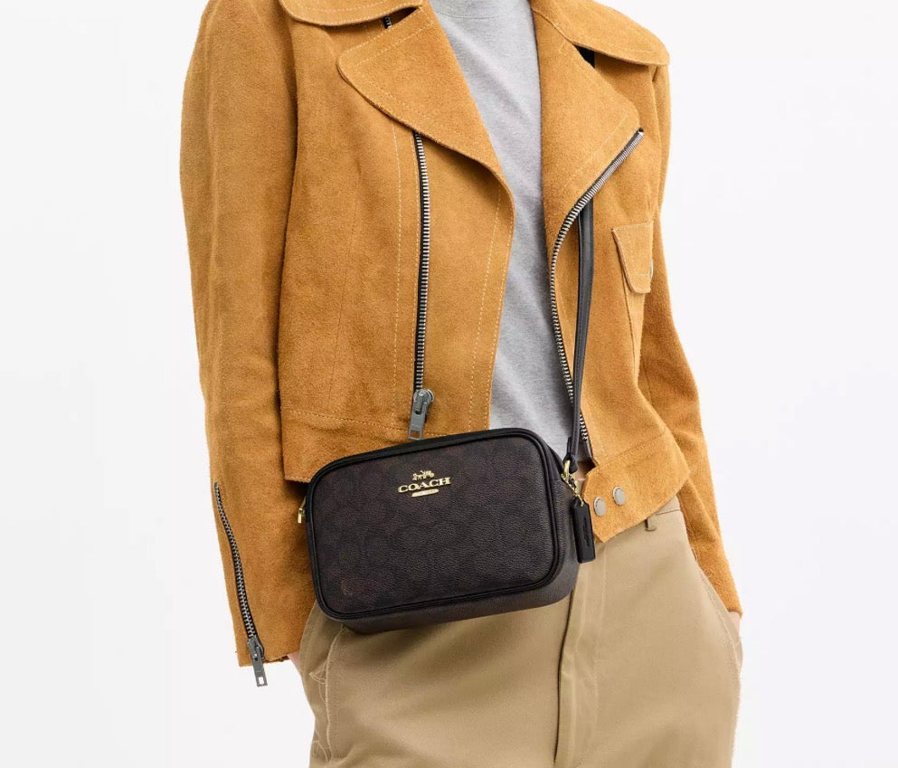 NWT Coach Mini Jamie Camera Crossbody Bag In Signature Canvas