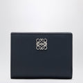 Loewe Anagram Compact Wallet In Hammered Calfskin, Navy Women