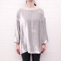 CALYPSO LIGHT GREY VELVET TOP - SIZE M/L