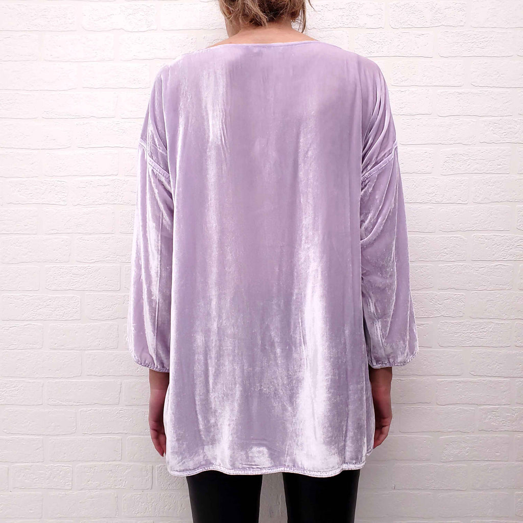 CALYPSO LIGHT PURPLE VELVET TOP - SIZE M