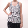 CAROLINA HERRERA SEQUIN SLEEVELESS BLOUSE - SIZE 8