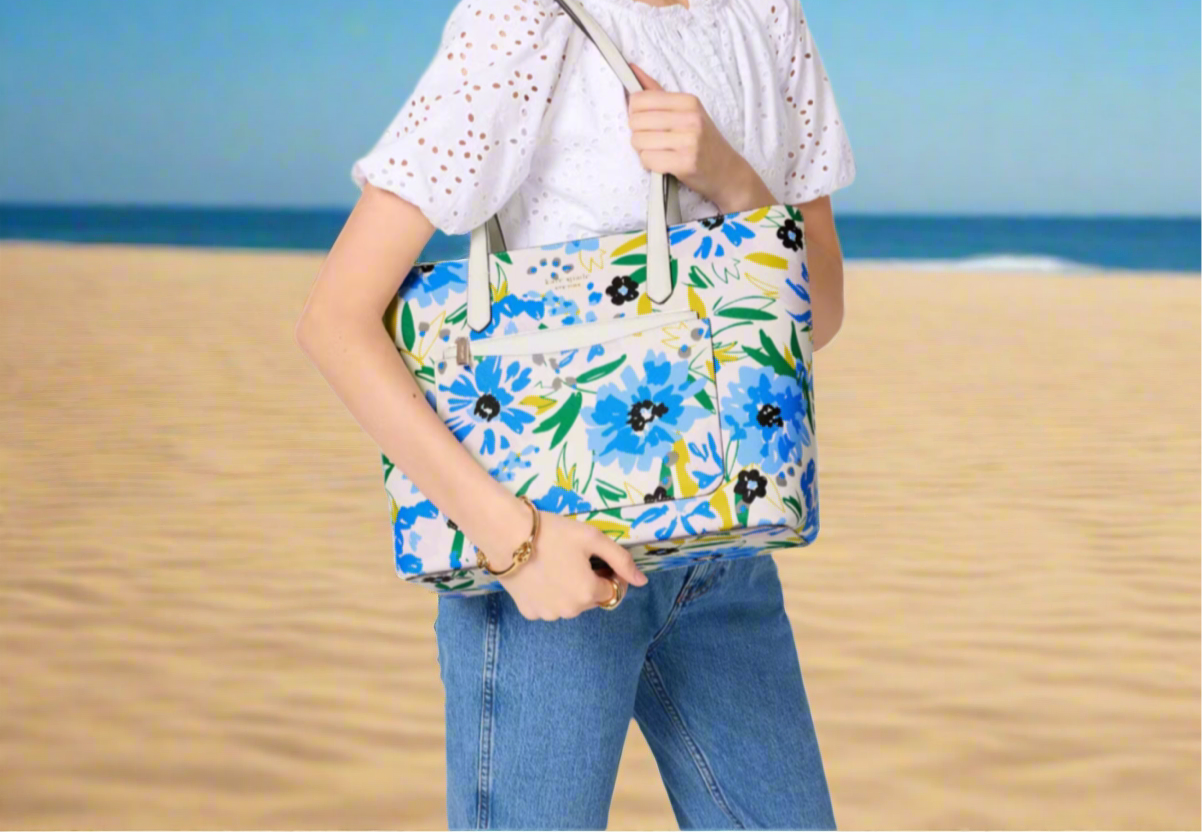 NWT Kate Spade Staci Floral Large Tote Set with 2 Pouches/wristlets