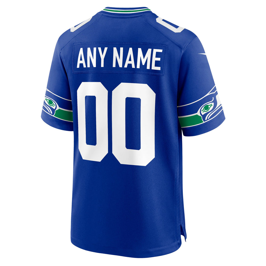 Seattle Seahawks Royal Throwback Custom Jersey