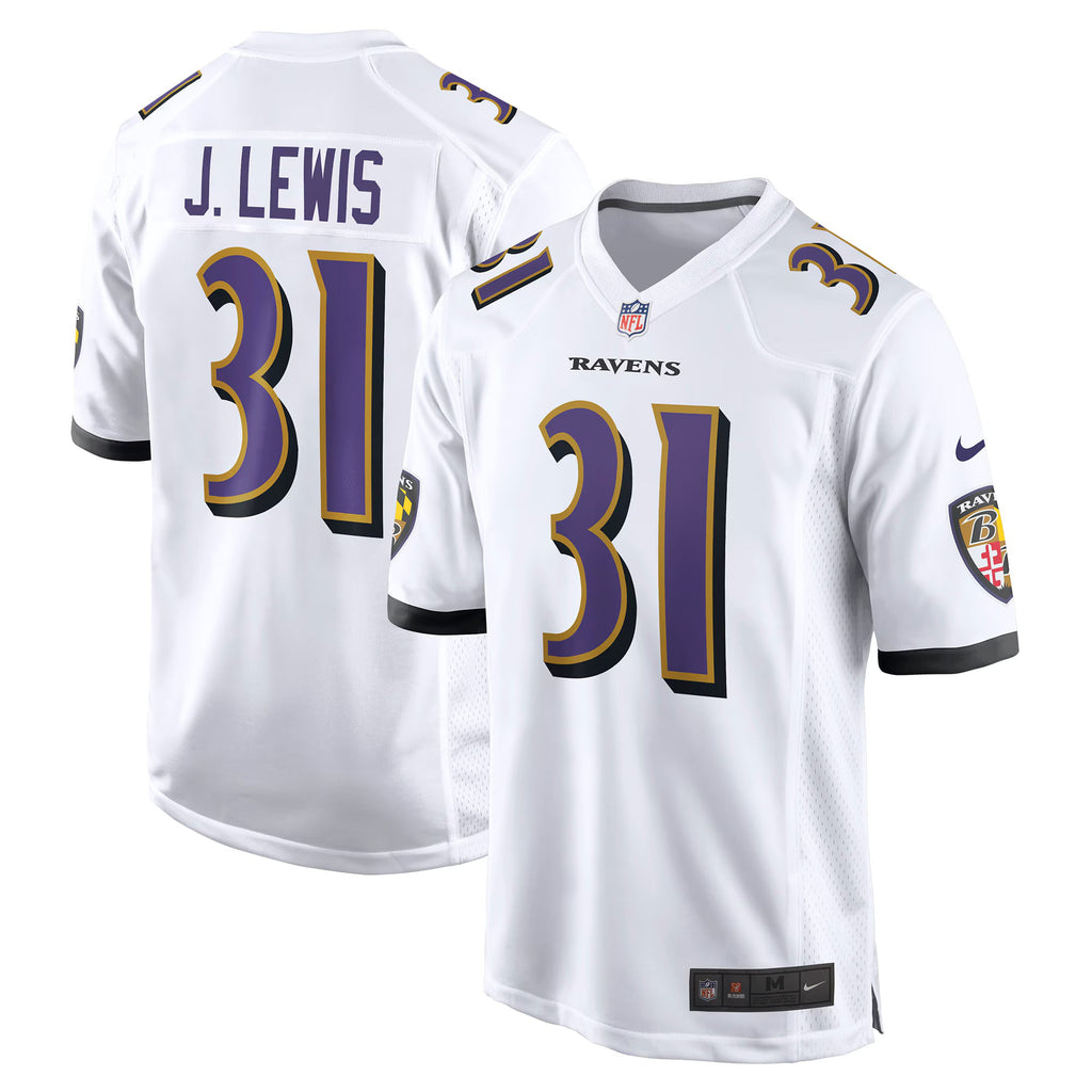 Baltimore Ravens Jamal Lewis White Retired Player Game Jersey