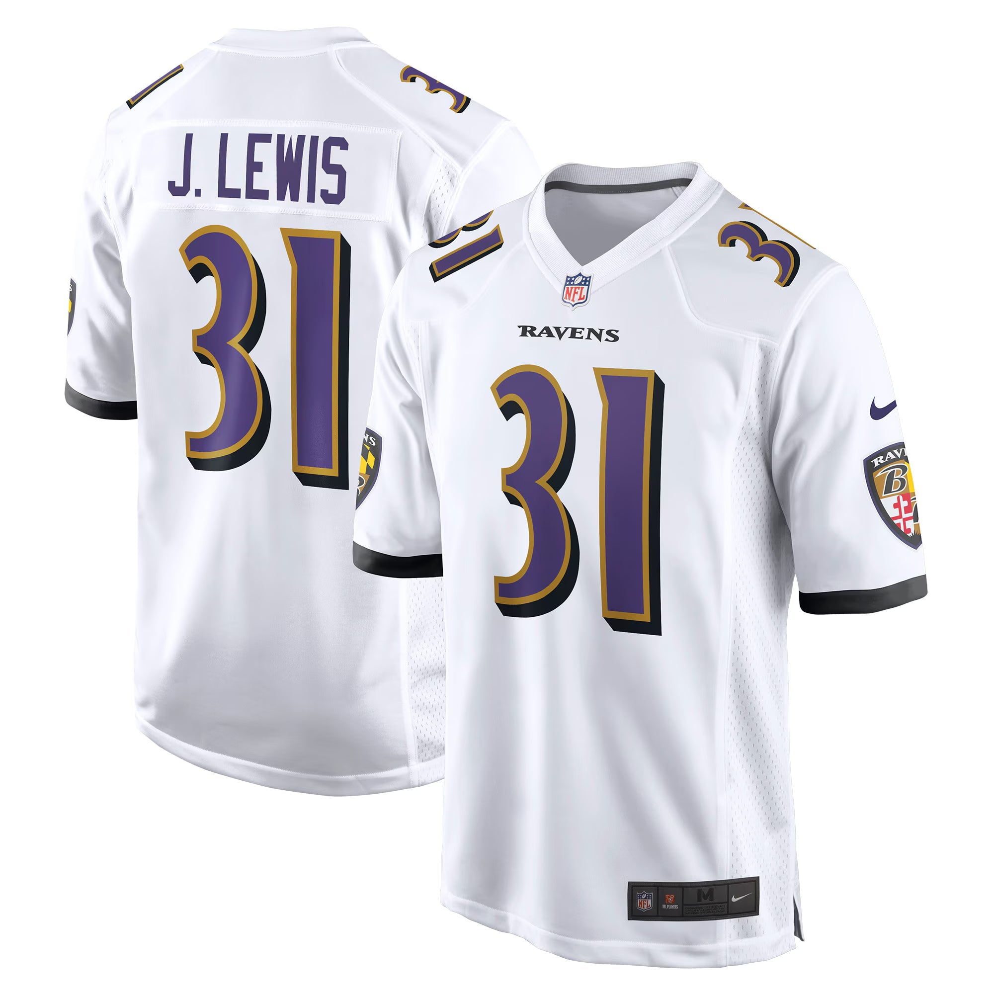 Baltimore Ravens Jamal Lewis White Retired Player Game Jersey